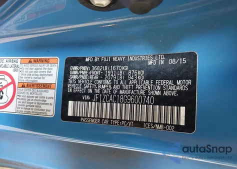 2016 Subaru Brz Series.hyperblue из США, поврежденный, VIN JF1ZCAC18G9600740